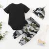imageRenotemy Newborn Baby Boy Clothes Outfits Infant Boy Letter Print Romper Pants Clothing SetBlackcamo