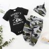 imageRenotemy Newborn Baby Boy Clothes Outfits Infant Boy Letter Print Romper Pants Clothing SetBlackcamo