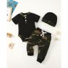 imageRenotemy Newborn Baby Boy Clothes Outfits Infant Boy Letter Print Romper Pants Clothing SetBlackcamoset