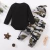 imageRenotemy Newborn Baby Boy Clothes Outfits Infant Boy Letter Print Romper Pants Clothing SetBlackcamouflage