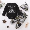 imageRenotemy Newborn Baby Boy Clothes Outfits Infant Boy Letter Print Romper Pants Clothing SetBlackcamouflage