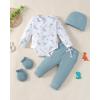 imageRenotemy Newborn Baby Boy Clothes Outfits Infant Boy Letter Print Romper Pants Clothing SetBluedinosaur