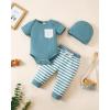 imageRenotemy Newborn Baby Boy Clothes Outfits Infant Boy Letter Print Romper Pants Clothing SetBlueset