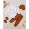 imageRenotemy Newborn Baby Boy Clothes Outfits Infant Boy Letter Print Romper Pants Clothing SetBrowndinosaur