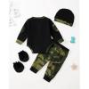 imageRenotemy Newborn Baby Boy Clothes Outfits Infant Boy Letter Print Romper Pants Clothing SetCamoblack