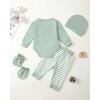 imageRenotemy Newborn Baby Boy Clothes Outfits Infant Boy Letter Print Romper Pants Clothing SetGreenstripe