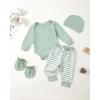 imageRenotemy Newborn Baby Boy Clothes Outfits Infant Boy Letter Print Romper Pants Clothing SetGreenstripe