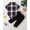 imageRenotemy Newborn Baby Boy Clothes Outfits Infant Boy Letter Print Romper Pants Clothing SetGreyplaidclothing