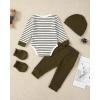 imageRenotemy Newborn Baby Boy Clothes Outfits Infant Boy Letter Print Romper Pants Clothing SetStripetop