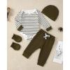 imageRenotemy Newborn Baby Boy Clothes Outfits Infant Boy Letter Print Romper Pants Clothing SetStripetop