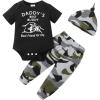 imageRenotemy Newborn Baby Boy Clothes Outfits Infant Boy Letter Print Romper Pants Clothing SetBlackcamo