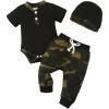 imageRenotemy Newborn Baby Boy Clothes Outfits Infant Boy Letter Print Romper Pants Clothing SetBlackcamoset