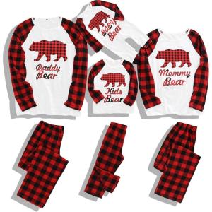 imageMatching Family Pajamas Set Christmas Pants Cotton Pjs Set Bear Pajamas for FamilyRed Bear