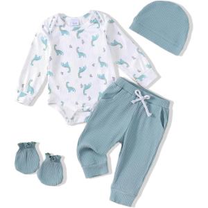 imageRenotemy Newborn Baby Boy Clothes Outfits Infant Boy Letter Print Romper Pants Clothing SetBluedinosaur