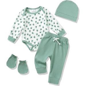 imageRenotemy Newborn Baby Boy Clothes Outfits Infant Boy Letter Print Romper Pants Clothing SetGreenleaf