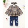 imageRenotemy Baby Girl Clothes Toddler Girl Clothes Outfits Infant Clothing Jeans Pants Set Cute Clothes Set for GirlsApricotplaid