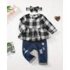 imageRenotemy Baby Girl Clothes Toddler Girl Clothes Outfits Infant Clothing Jeans Pants Set Cute Clothes Set for GirlsBlack and White Plaid