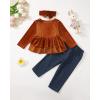 imageRenotemy Baby Girl Clothes Toddler Girl Clothes Outfits Infant Clothing Jeans Pants Set Cute Clothes Set for GirlsBrown Velvet