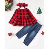 imageRenotemy Baby Girl Clothes Toddler Girl Clothes Outfits Infant Clothing Jeans Pants Set Cute Clothes Set for GirlsChristmas Red Plaid