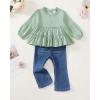 imageRenotemy Baby Girl Clothes Toddler Girl Clothes Outfits Infant Clothing Jeans Pants Set Cute Clothes Set for GirlsGreen