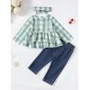 imageRenotemy Baby Girl Clothes Toddler Girl Clothes Outfits Infant Clothing Jeans Pants Set Cute Clothes Set for GirlsGreen Plaid Denim