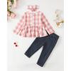 imageRenotemy Baby Girl Clothes Toddler Girl Clothes Outfits Infant Clothing Jeans Pants Set Cute Clothes Set for GirlsPink Plaid Denim