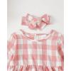 imageRenotemy Baby Girl Clothes Toddler Girl Clothes Outfits Infant Clothing Jeans Pants Set Cute Clothes Set for GirlsPink Plaid Denim