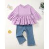 imageRenotemy Baby Girl Clothes Toddler Girl Clothes Outfits Infant Clothing Jeans Pants Set Cute Clothes Set for GirlsPurple