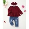 imageRenotemy Baby Girl Clothes Toddler Girl Clothes Outfits Infant Clothing Jeans Pants Set Cute Clothes Set for GirlsRed