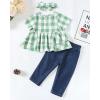imageRenotemy Baby Girl Clothes Toddler Girl Clothes Outfits Infant Clothing Jeans Pants Set Cute Clothes Set for GirlsShort Plaid Green Denim