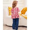 imageRenotemy Baby Girl Clothes Toddler Girl Clothes Outfits Infant Clothing Jeans Pants Set Cute Clothes Set for GirlsShort Plaid Red Denim