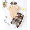 imageRenotemy Newborn Baby Girl Clothes Infant Girl Outfits Ruffle Romper Top Floral Pants Clothes SetsBeigeleopard