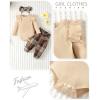 imageRenotemy Newborn Baby Girl Clothes Infant Girl Outfits Ruffle Romper Top Floral Pants Clothes SetsBeigeplaid