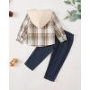 imageRenotemy Toddler Baby Boy Clothes Denim Outfits Infant Hooded Sweatshirt Jeans Clothing For Little BoysApricotplaidsuit