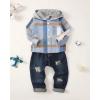 imageRenotemy Toddler Baby Boy Clothes Denim Outfits Infant Hooded Sweatshirt Jeans Clothing For Little BoysBluewhite
