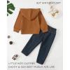 imageRenotemy Toddler Baby Boy Clothes Denim Outfits Infant Hooded Sweatshirt Jeans Clothing For Little BoysBrownjeans