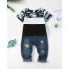 imageRenotemy Toddler Baby Boy Clothes Denim Outfits Infant Hooded Sweatshirt Jeans Clothing For Little BoysColorblockset