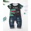 imageRenotemy Toddler Baby Boy Clothes Denim Outfits Infant Hooded Sweatshirt Jeans Clothing For Little BoysDinosauroutfits