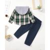 imageRenotemy Toddler Baby Boy Clothes Denim Outfits Infant Hooded Sweatshirt Jeans Clothing For Little BoysGreenplaidsuit