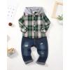 imageRenotemy Toddler Baby Boy Clothes Denim Outfits Infant Hooded Sweatshirt Jeans Clothing For Little BoysGreenplaidsuit