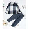 imageRenotemy Toddler Baby Boy Clothes Outfits Baby Boy Plaid Sweatsuit Jeans Denim Fall Winter Pants Set Toddler Clothes For BoysBlue Plaid Denim