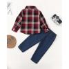 imageRenotemy Toddler Baby Boy Clothes Outfits Baby Boy Plaid Sweatsuit Jeans Denim Fall Winter Pants Set Toddler Clothes For BoysMulti Red Plaid