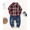 imageRenotemy Toddler Baby Boy Clothes Outfits Baby Boy Plaid Sweatsuit Jeans Denim Fall Winter Pants Set Toddler Clothes For BoysMulti Red Plaid