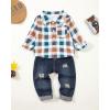 imageRenotemy Toddler Baby Boy Clothes Outfits Baby Boy Plaid Sweatsuit Jeans Denim Fall Winter Pants Set Toddler Clothes For BoysMulticolor Plaid