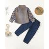imageRenotemy Toddler Baby Boy Clothes Outfits Baby Boy Plaid Sweatsuit Jeans Denim Fall Winter Pants Set Toddler Clothes For BoysYellow Blue Plaid