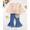 imageRenotemy Toddler Baby Girls Clothes Infant Girl Outfits Ruffle Sleeve Tops Pants Clothing Sets for GirlsApricotdenim