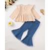 imageRenotemy Toddler Baby Girls Clothes Infant Girl Outfits Ruffle Sleeve Tops Pants Clothing Sets for GirlsApricotdenim