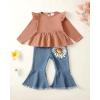 imageRenotemy Toddler Baby Girls Clothes Infant Girl Outfits Ruffle Sleeve Tops Pants Clothing Sets for GirlsBrickred