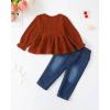 imageRenotemy Toddler Baby Girls Clothes Infant Girl Outfits Ruffle Sleeve Tops Pants Clothing Sets for GirlsCaramel