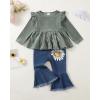 imageRenotemy Toddler Baby Girls Clothes Infant Girl Outfits Ruffle Sleeve Tops Pants Clothing Sets for GirlsGreenjeans